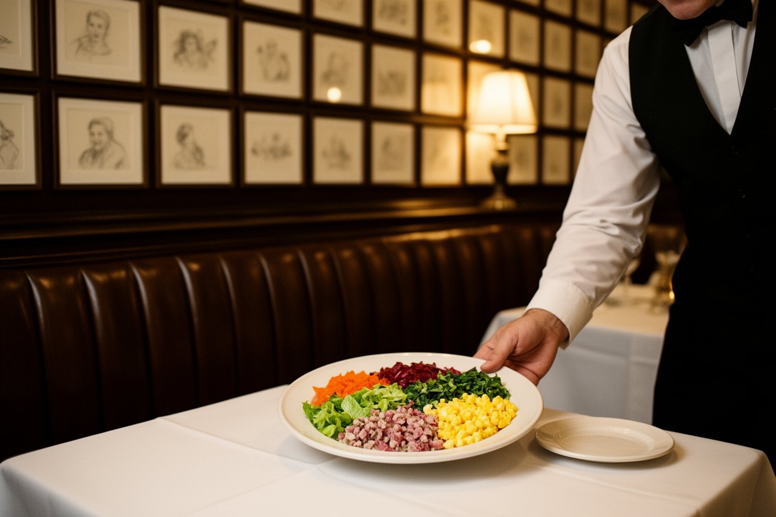 Hollywood Studios Food Spots: Where to Eat Like a Star Cobb salad served in the 1930s-style dining room of the Hollywood Brown Derby