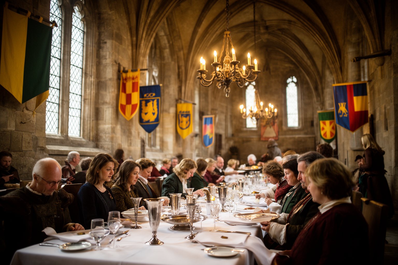Medieval-style banquet hall inside the castle at Cinderella's Royal Table