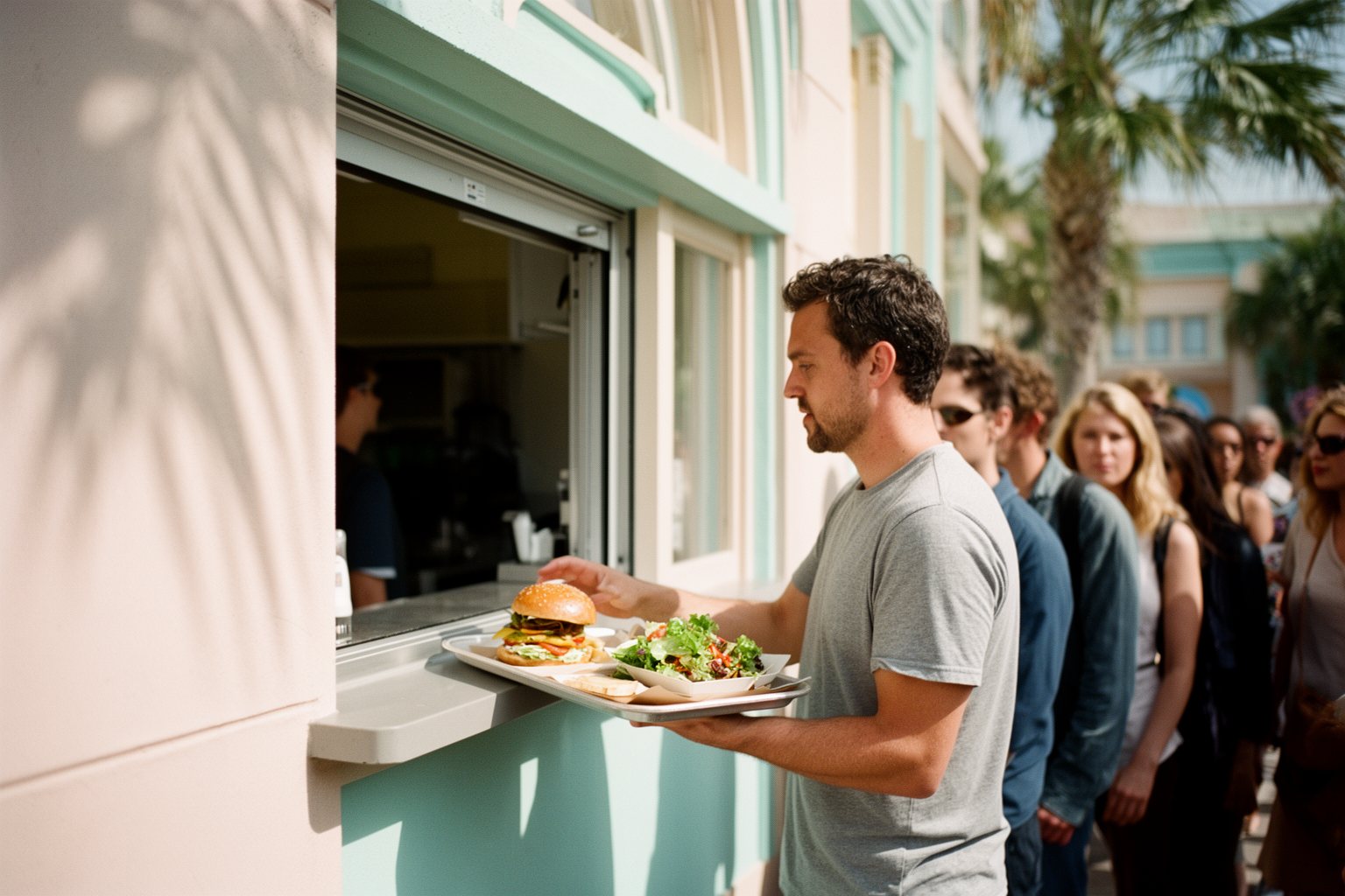 Budget-Friendly Eats at Disney World: A Park-by-Park Guide Counter-service lunch at a pastel art deco window at Hollywood Studios