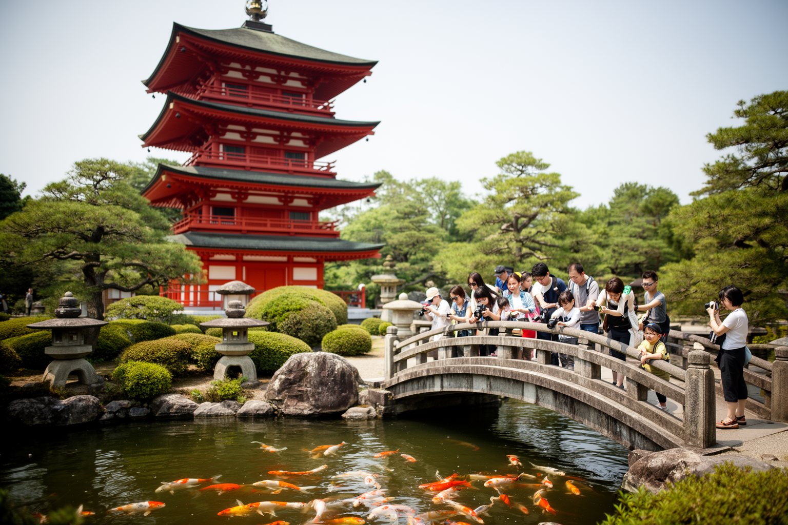 Epcot Orlando Guide: World Showcase, Rides and Festivals Red five-tiered pagoda and koi garden in the Japan pavilion at Epcot's World Showcase