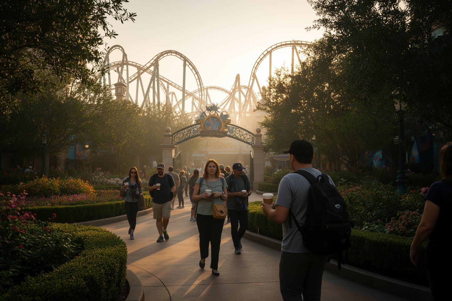 Universal Studios Florida Hotels: Hidden Gems Compared Hotel guests walking to Universal Orlando in early morning for early park admission