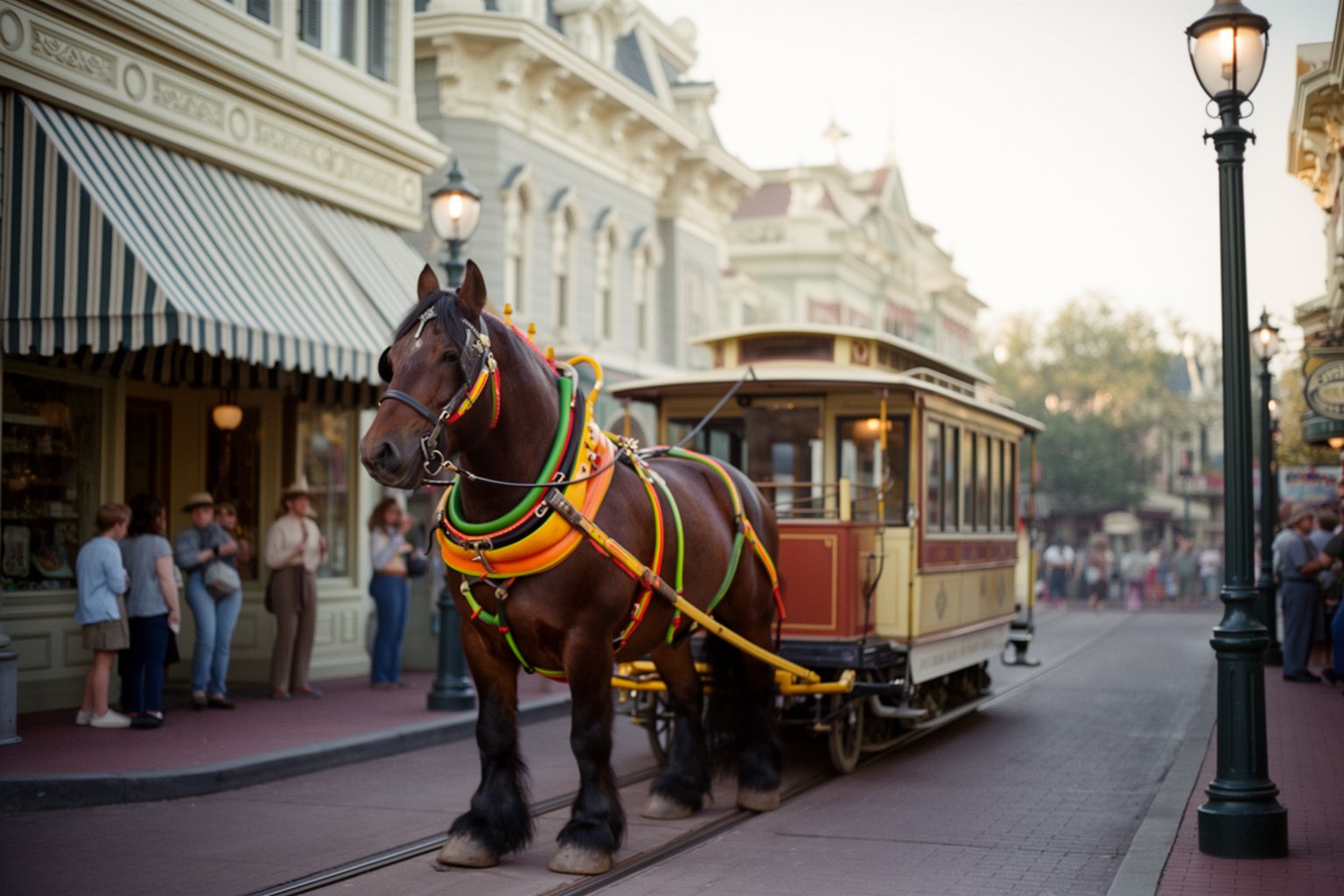 Magic Kingdom Hidden Gems: Secrets in Every Land Horse-drawn streetcar rolling along Main Street, U.S.A. past turn-of-the-century storefronts