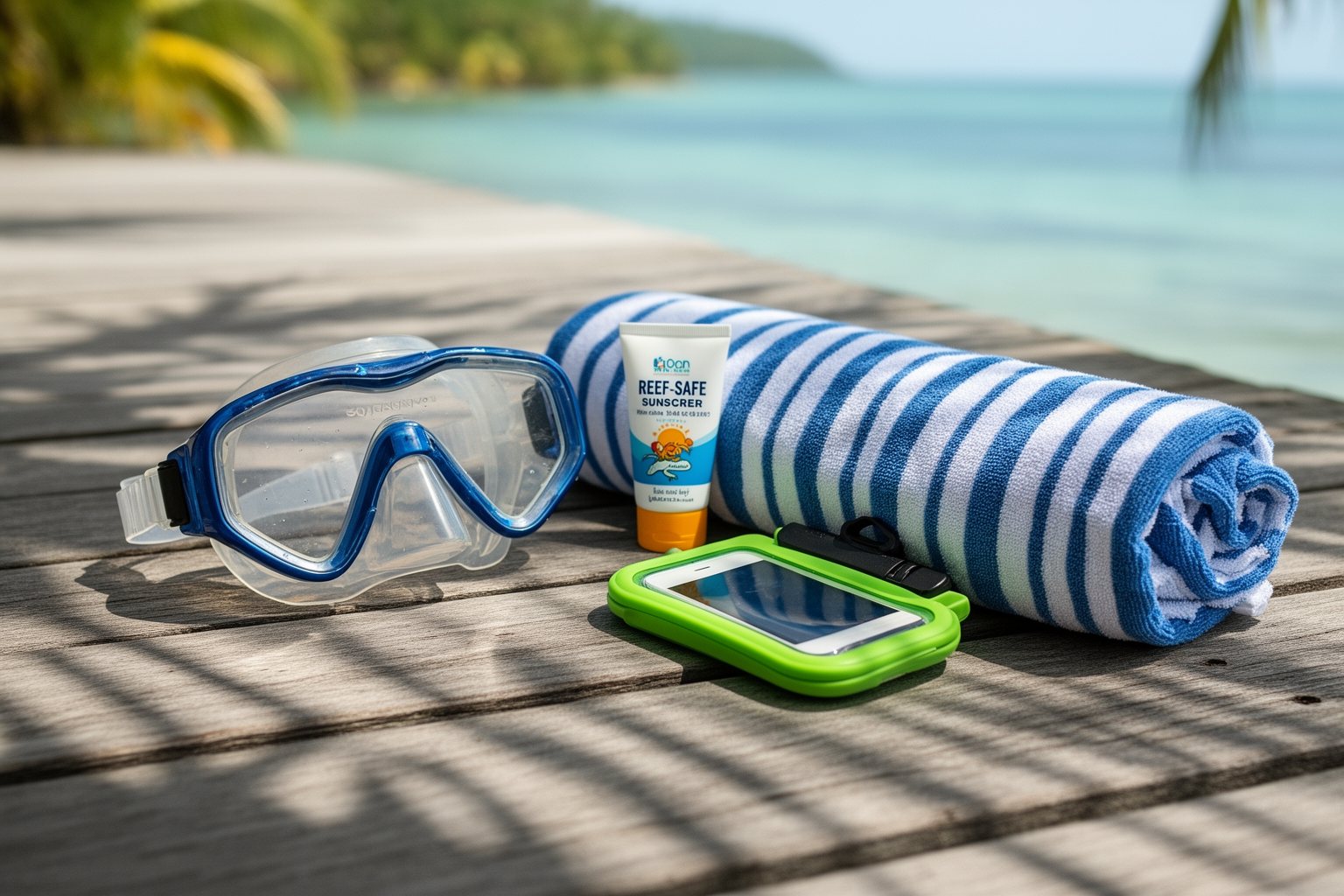 Discovery Cove Orlando: Inside the Serenity Bay Oasis Snorkel mask, reef-safe sunscreen and a rolled towel ready for a day at Discovery Cove