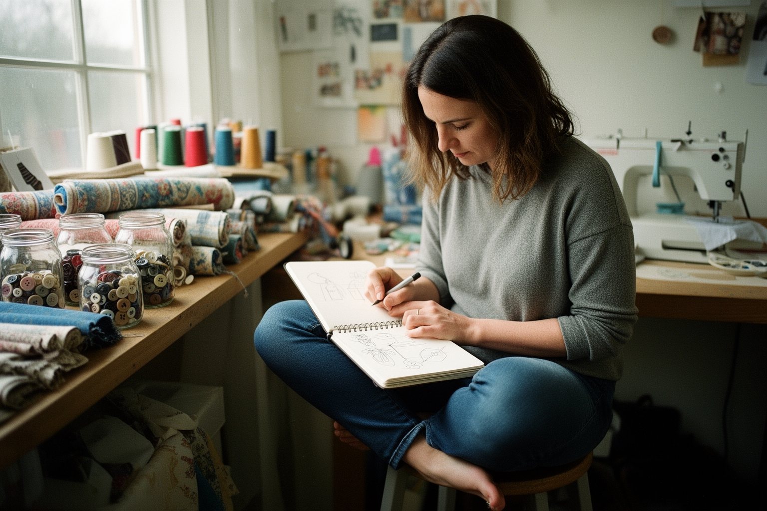 The Secret to Making Money in Your Sleep: Best Passive Income Side Gigs Woman brainstorming passive income side gig ideas in a notebook in her craft studio