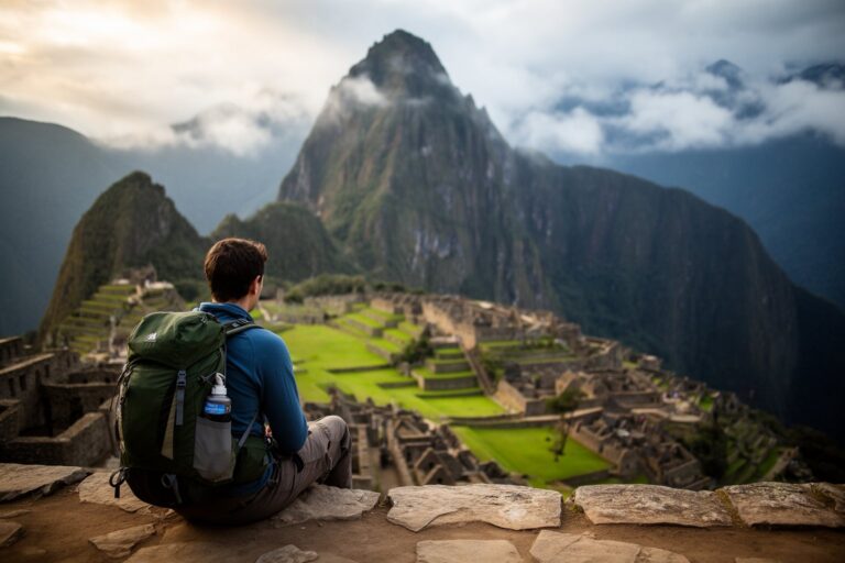 10 Unmissable Spots for Your Ultimate Travel Bucket List Hiker overlooking the Machu Picchu terraces in morning mist, a top bucket list destination