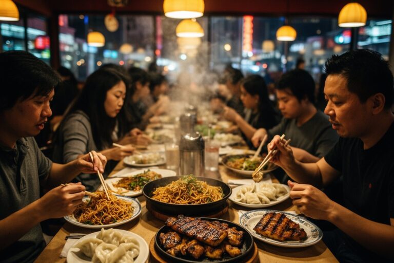 Las Vegas Foodie Spots: 8 Off-Strip Eateries Worth the Trip Diners sharing plates at a busy restaurant in Las Vegas Chinatown, one of the best foodie spots off the Strip