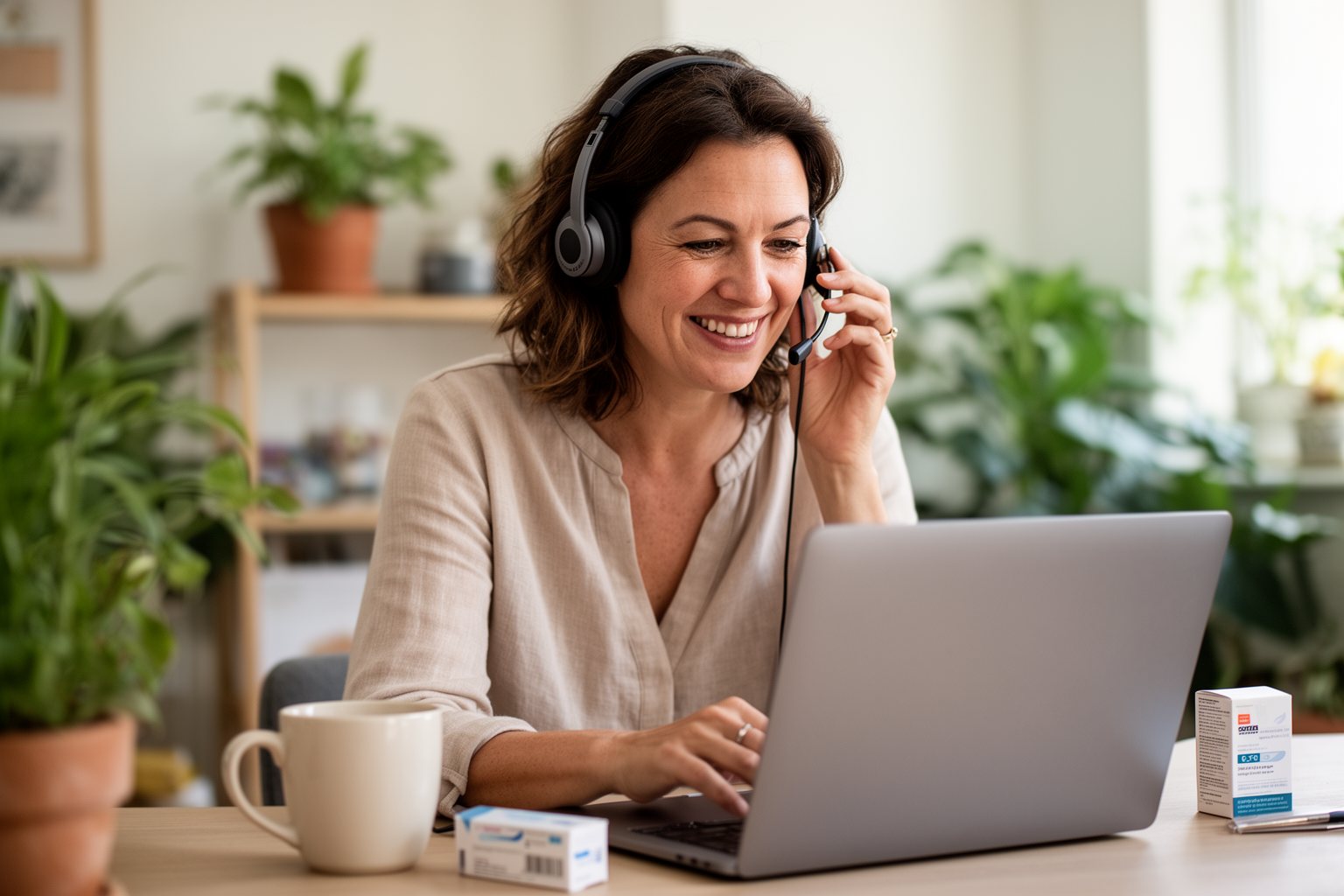 Maximize Your Profits: Amazon Money Making Guide Seller wearing a headset answering customer messages at her desk