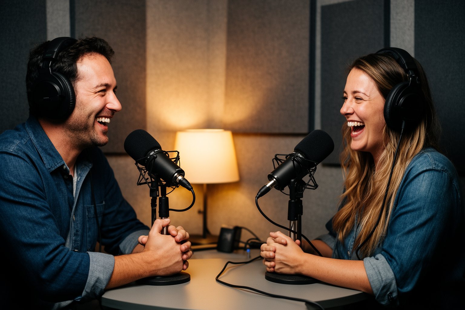 Online Wealth Creation: E-commerce, Blogging and Crypto Two podcast hosts recording an episode together in a small studio