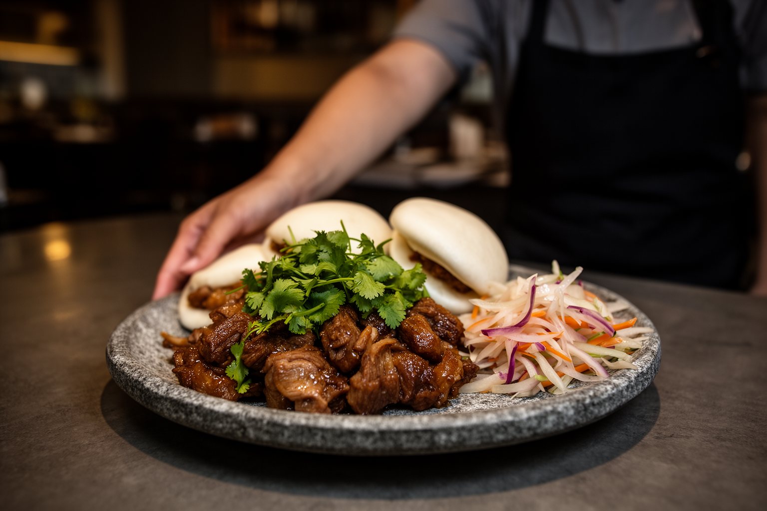 Las Vegas Foodie Spots: 8 Off-Strip Eateries Worth the Trip Vietnamese-American fusion dish of braised pork and bao at a Las Vegas restaurant