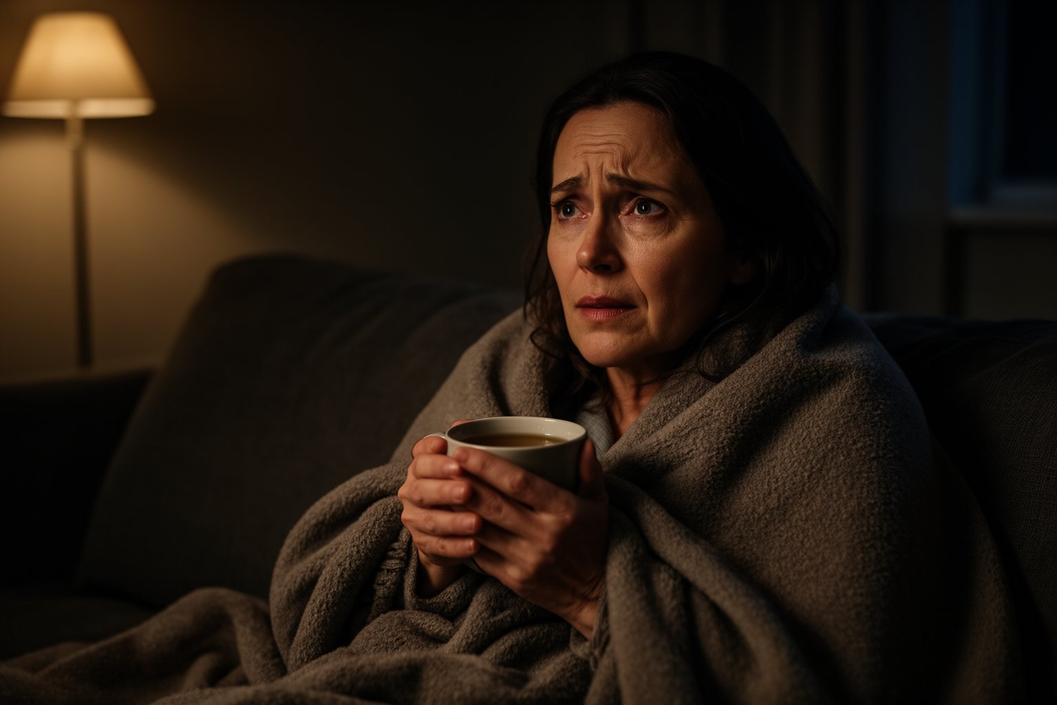10 Best Movies You've Probably Never Seen Woman wrapped in a blanket watching an emotional drama on a sofa at night
