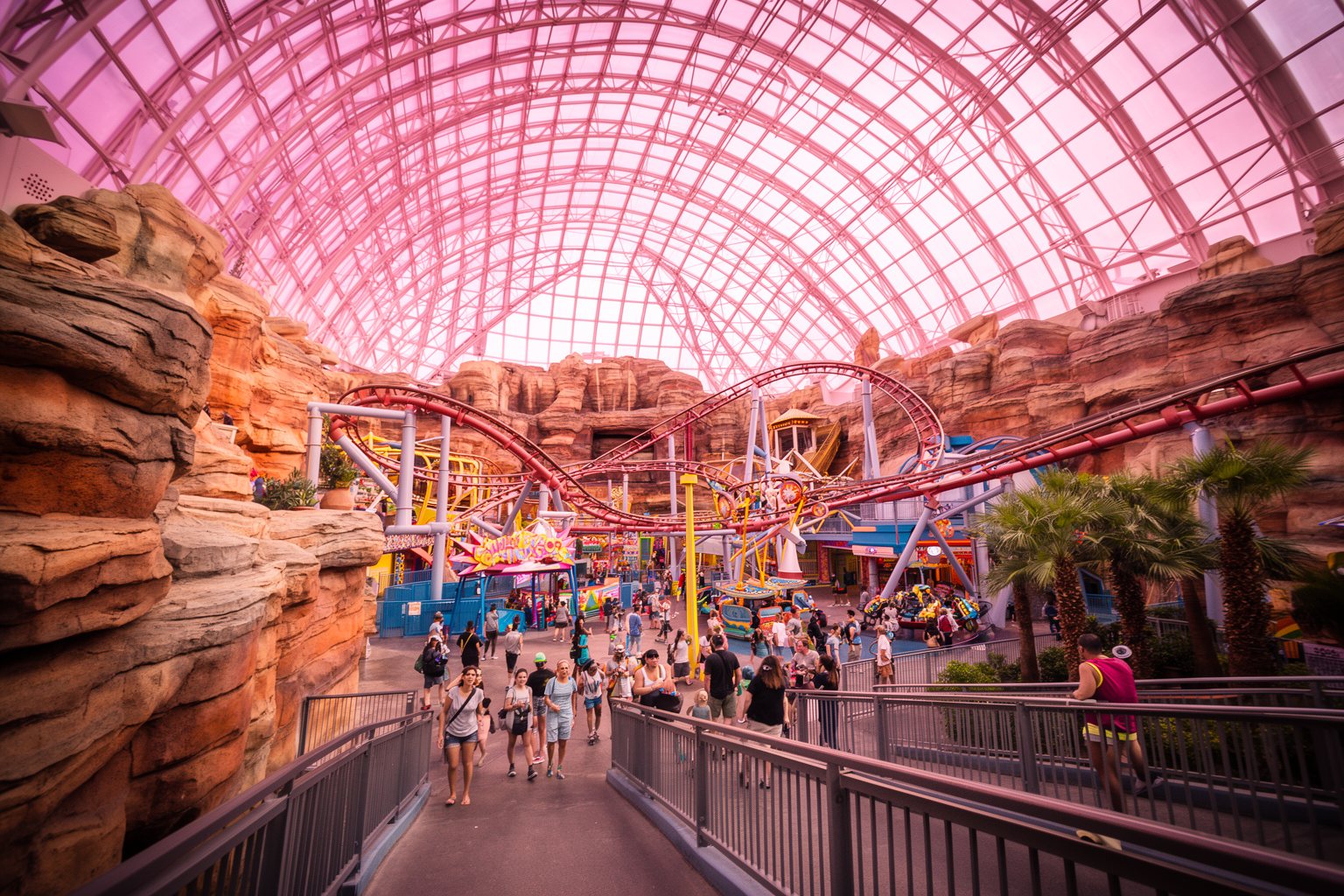 Circus Circus Las Vegas: Casino, Adventuredome and Acts Wide view of rides, rockwork and visitors inside the Adventuredome indoor theme park in Las Vegas
