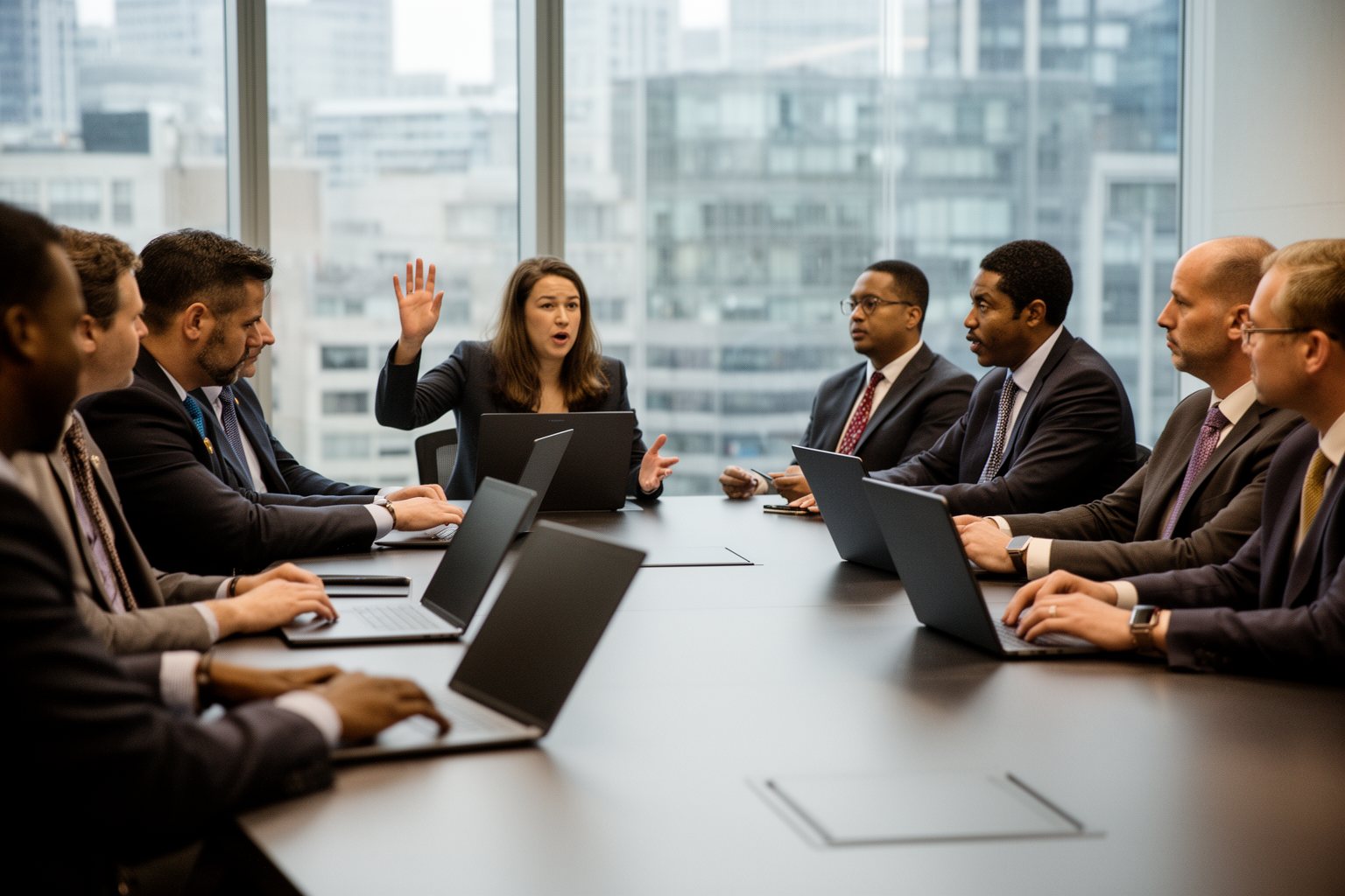 AI Outsmarting Humans: Capabilities, Limits and Ethics Diverse panel debating AI ethics and regulation around a meeting room table