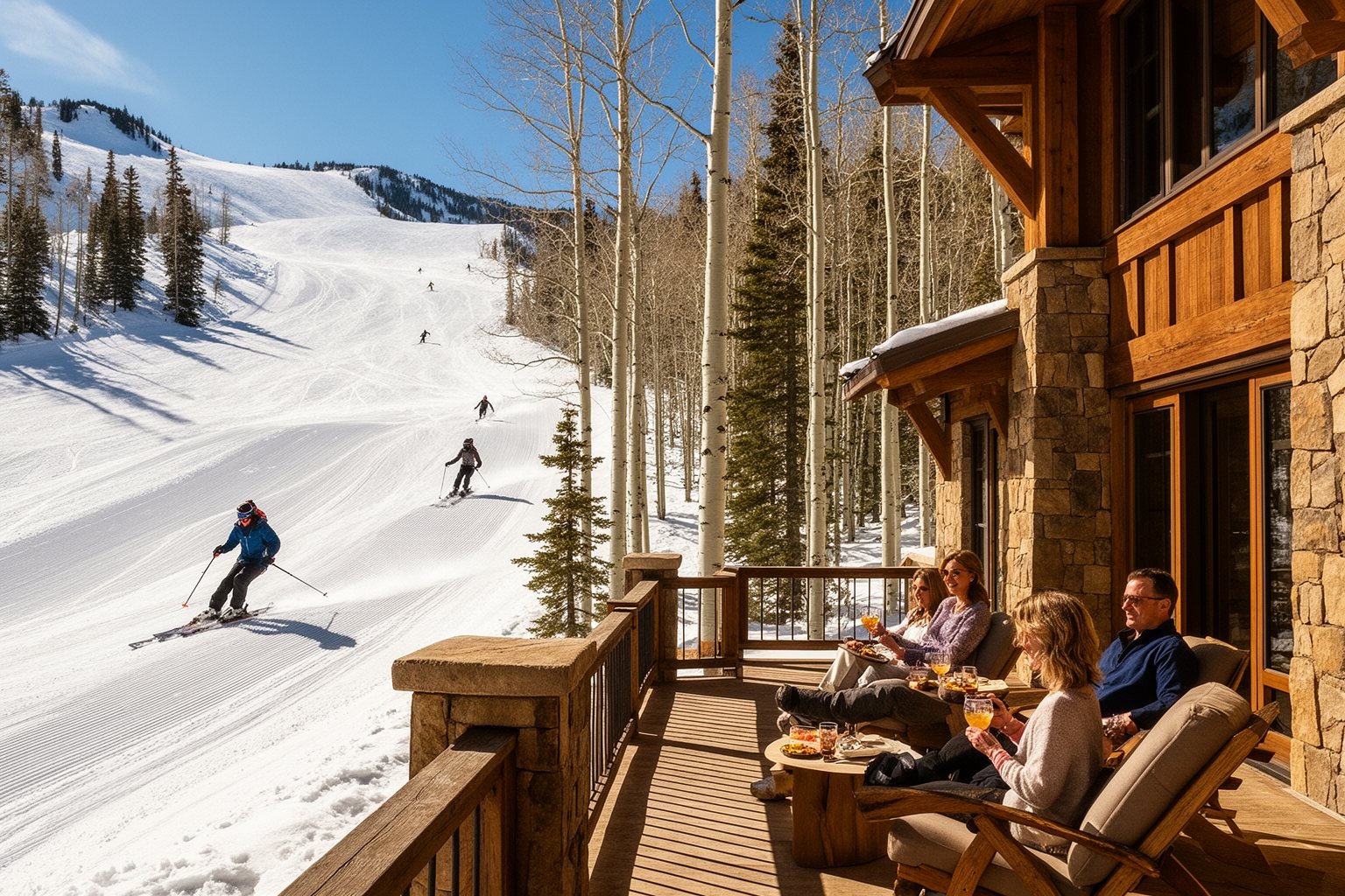 Utah Ski Towns: Park City, Alta, Snowbird and More Luxury timber and stone ski lodge at Deer Valley beside freshly groomed slopes