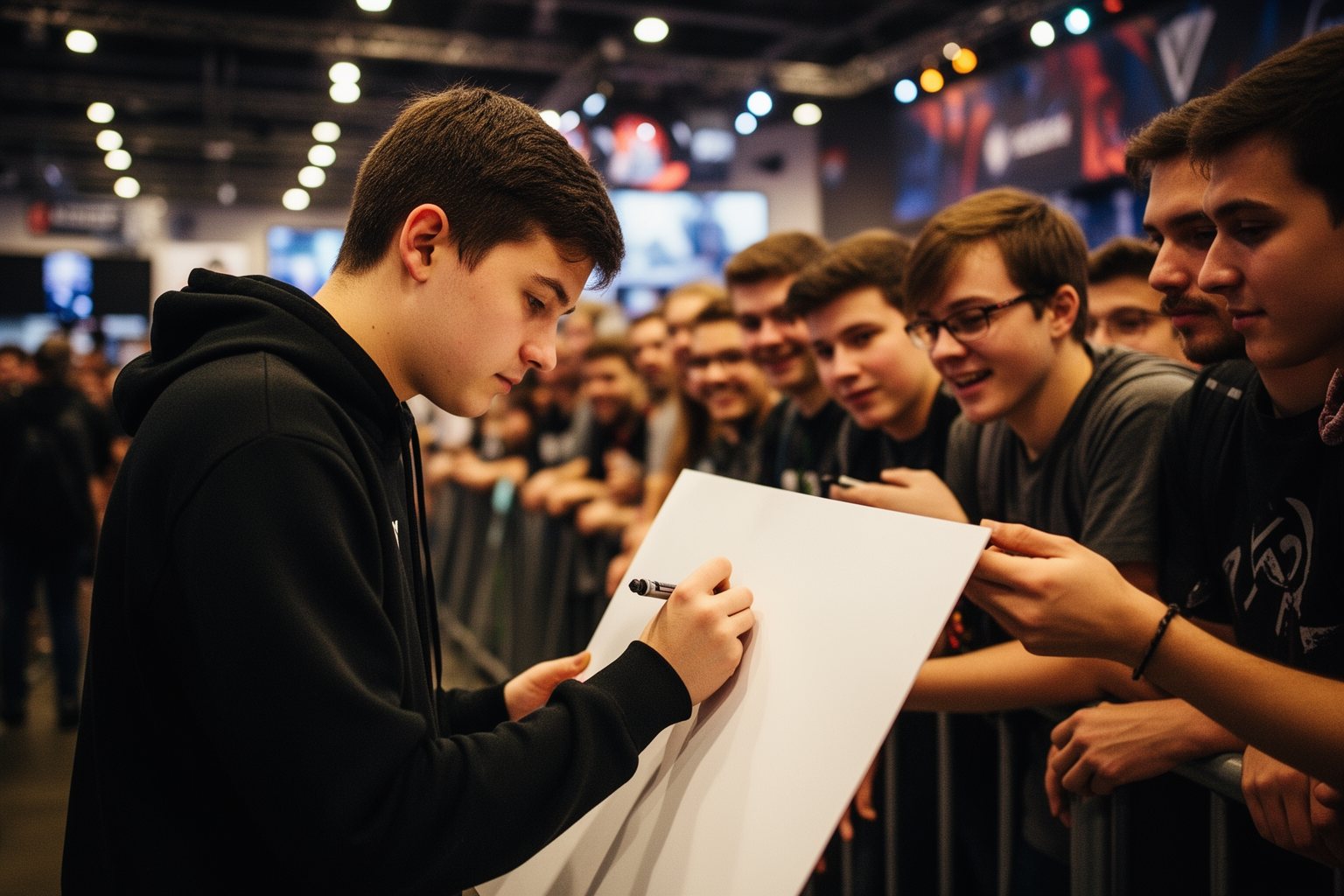 Esports and Social Networks: How Communities Drive Growth Professional esports player signing autographs for fans at a gaming event