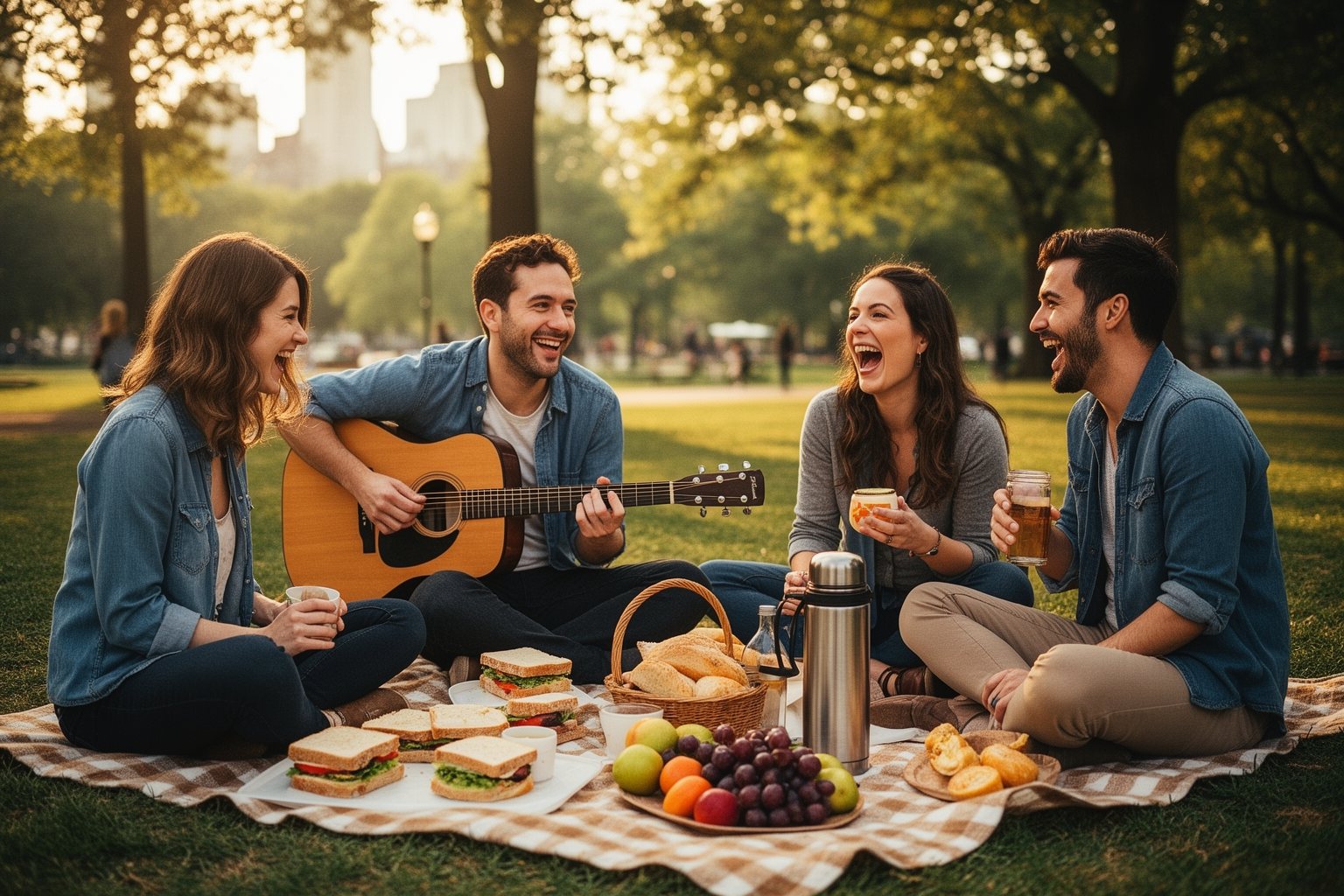 Penny Pinching Pros: How to Save Money Like a Pro Friends enjoying a homemade picnic in a park, having fun without spending much