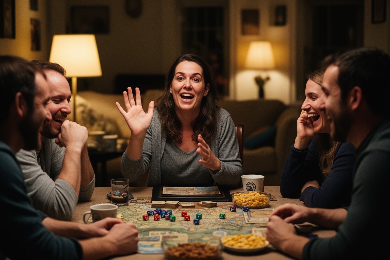 Delving Deep: The Hidden World of RPG Games Game master animatedly voicing a village character while players laugh