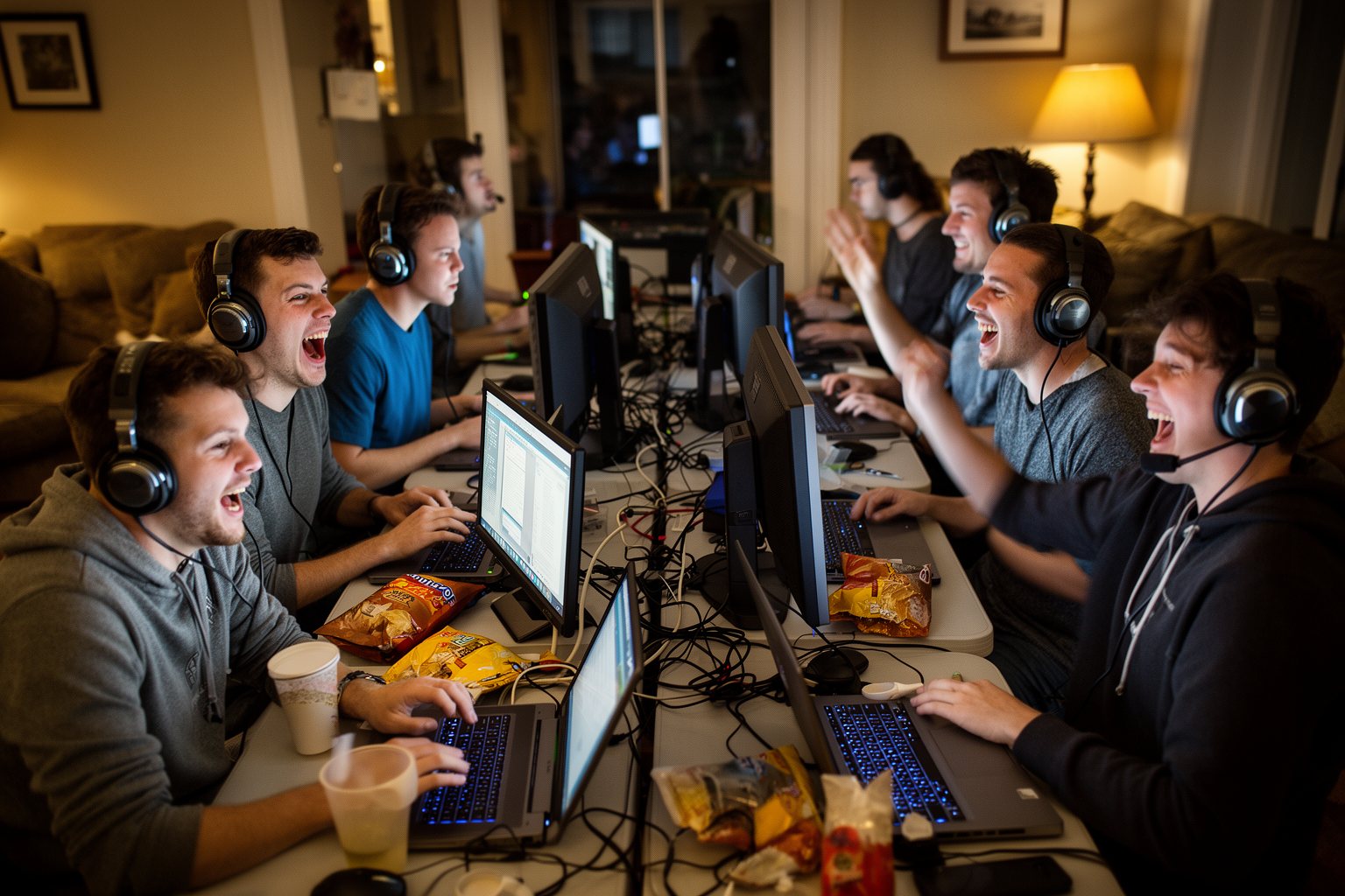 AI in PC Gaming: How It Powers Realistic Game Worlds Friends playing a multiplayer game together at a LAN party