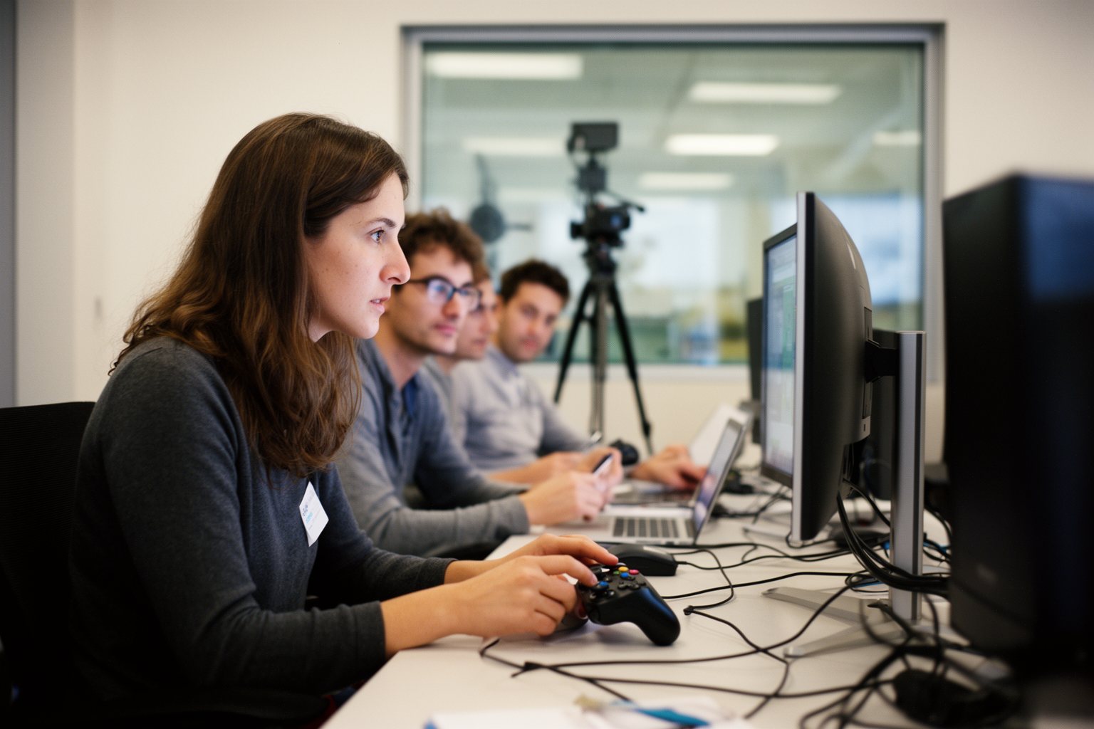 AI in PC Gaming: How It Powers Realistic Game Worlds Game playtester at a PC while designers observe and adjust difficulty