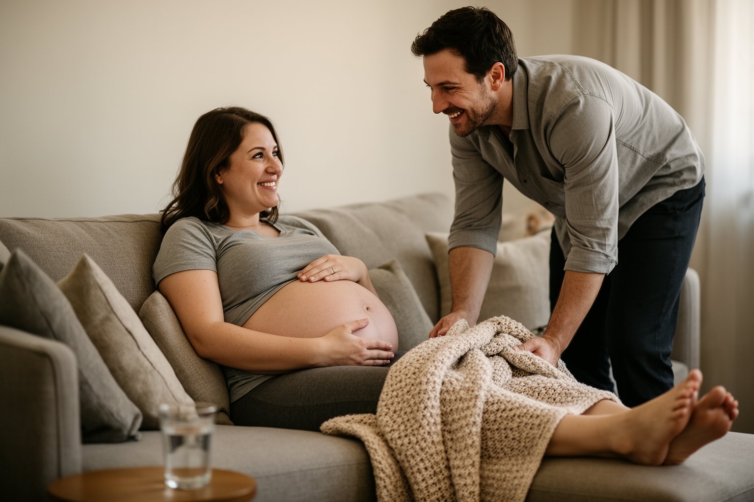 Twin Parenting: The Unexpected Journey of Tears and Laughter Heavily pregnant woman with twins resting on a sofa with her feet up