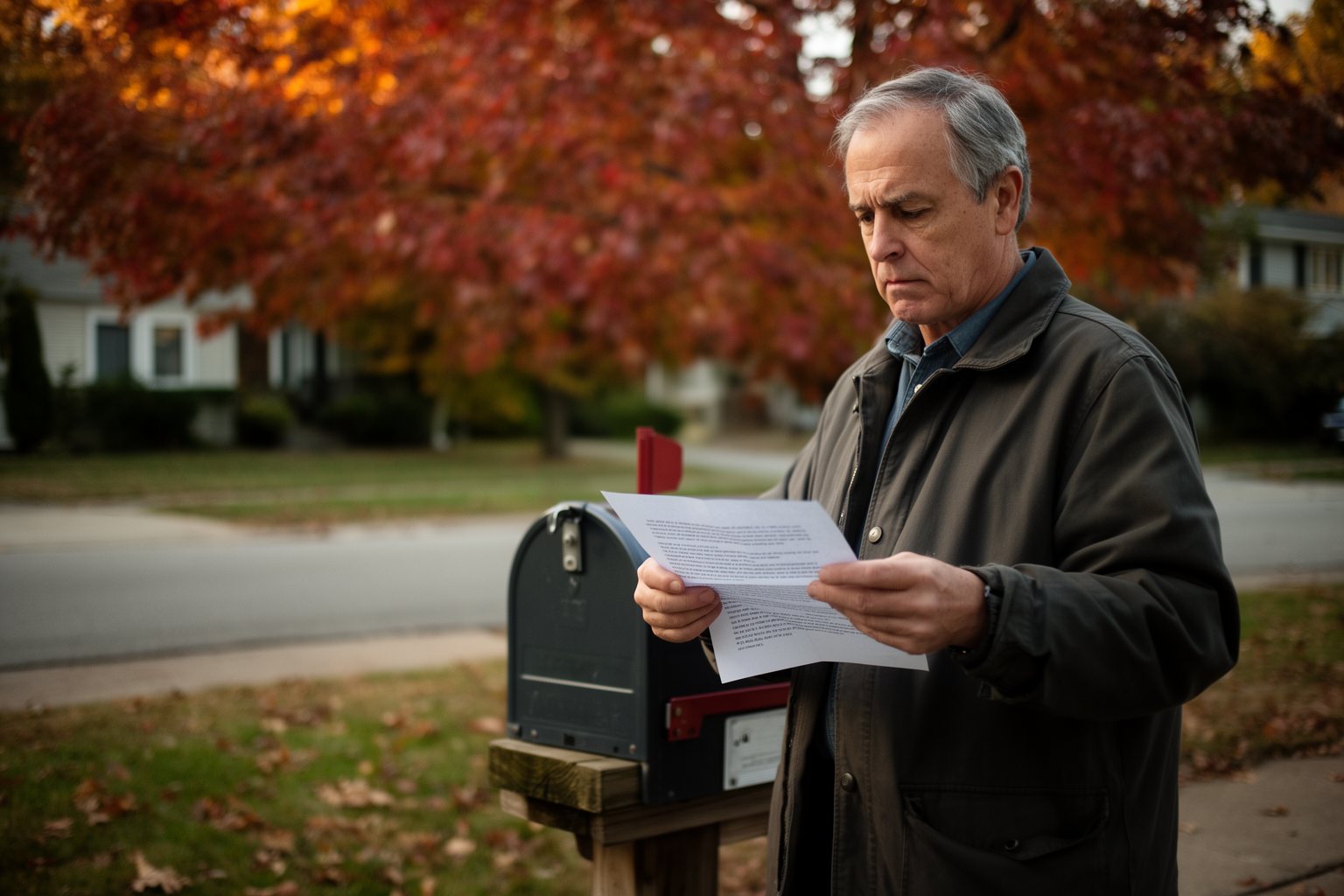 Shattering 5 Finance Myths You've Believed Since Your 40s Man in his sixties reading a retirement benefits letter by his mailbox