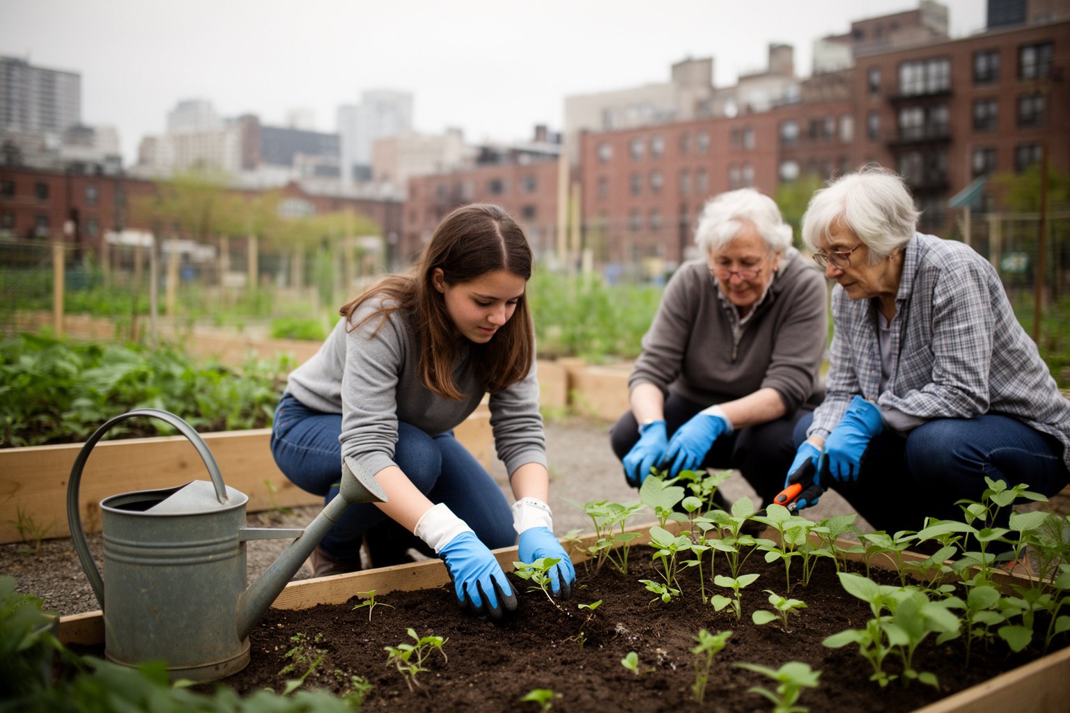 Credit Score vs GPA: Why Your Credit Matters More University student volunteering at a community garden, building experience beyond GPA
