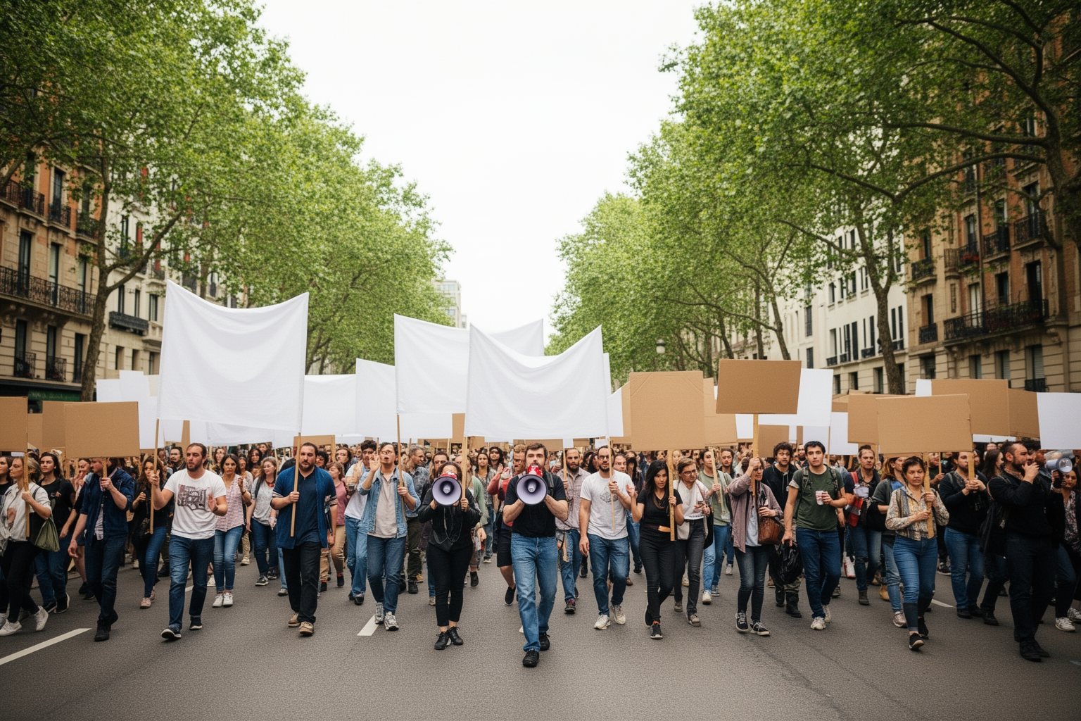 Star-Politicos: Is Mixing Celebrities and Politics a Ticking Time Bomb? Crowd marching peacefully through a city street for a social cause