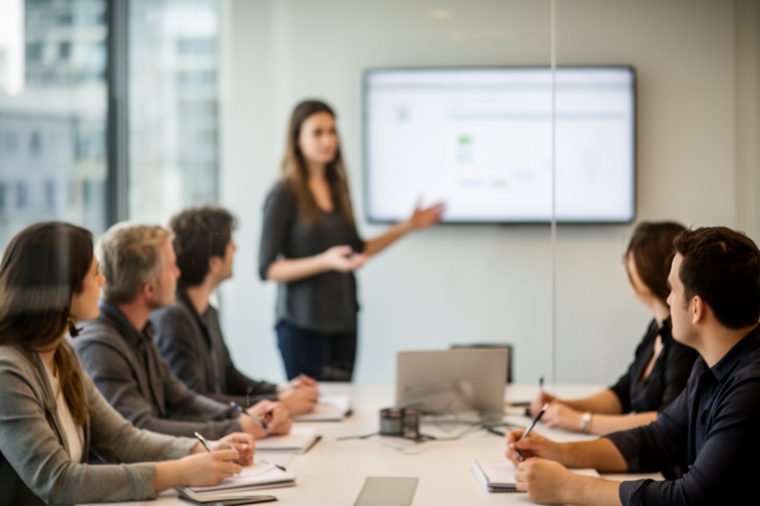The AI Revolution: How to Future Proof Your Career in Technology Engineer presenting a project to her team in a glass meeting room