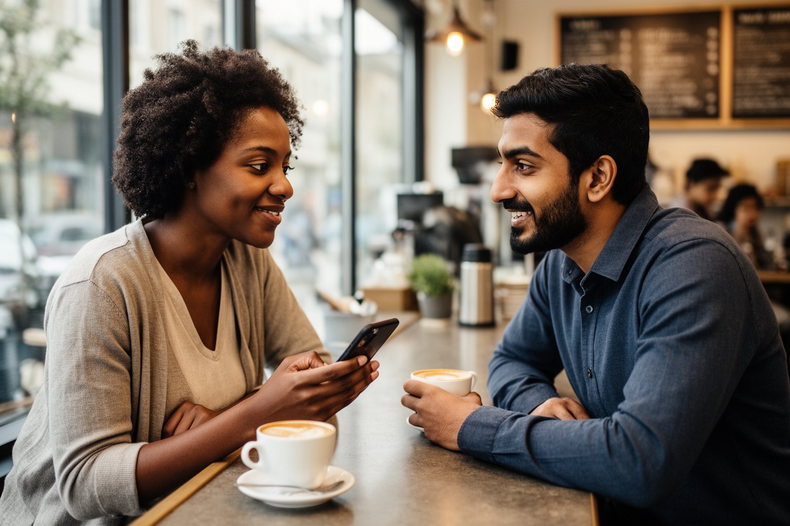 Grit and Grind: Your Layoff Survival Guide Two former colleagues catching up over coffee to share job leads after a layoff
