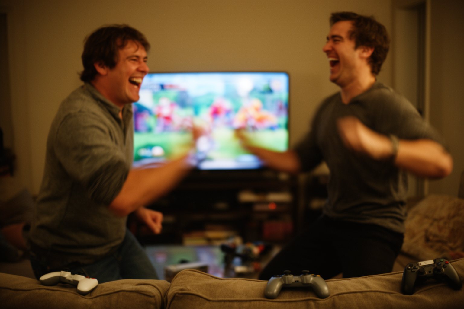 Fortnite Secrets: 10 Little-Known Tips and Hidden Features Friends laughing as they copy a character dance emote in the living room
