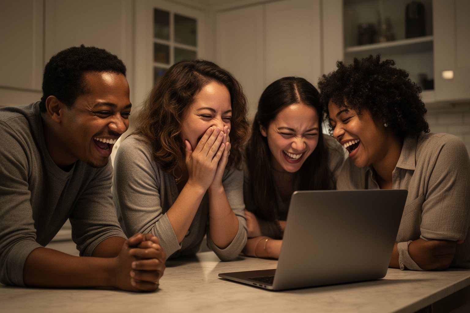 Tech Pranks that Went Viral Friends bursting into laughter at the moment a prank is revealed