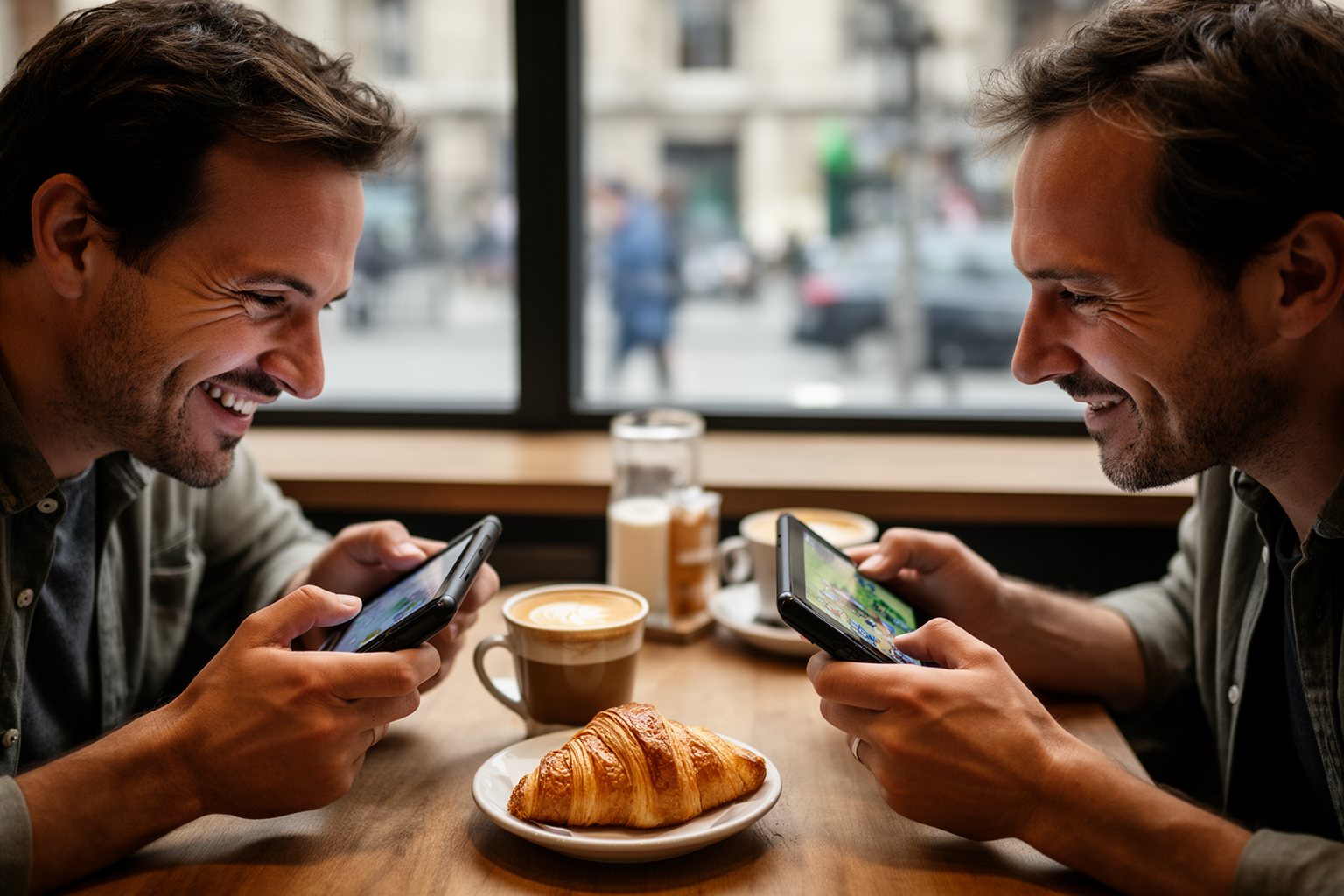 Top 10 Games of 2023: The Best of Every Genre Two friends playing a turn-based tactics game on handheld consoles in a café