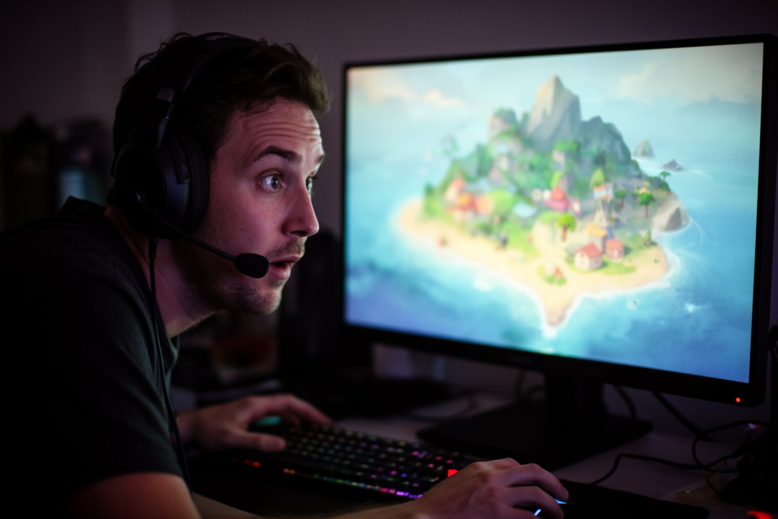 Fortnite Secrets: 10 Little-Known Tips and Hidden Features Gamer with a headset starting a colourful battle royale match on a PC