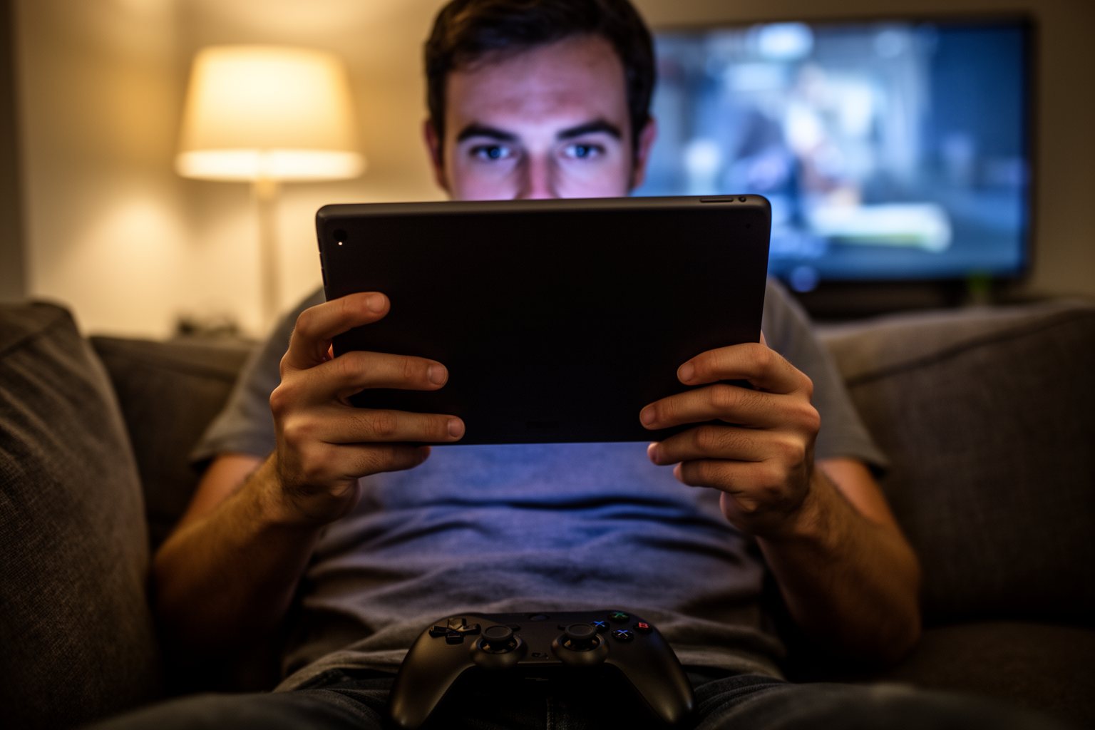 Fortnite Secrets: 10 Little-Known Tips and Hidden Features Player studying a battle royale map on a tablet beside the TV to find hidden areas
