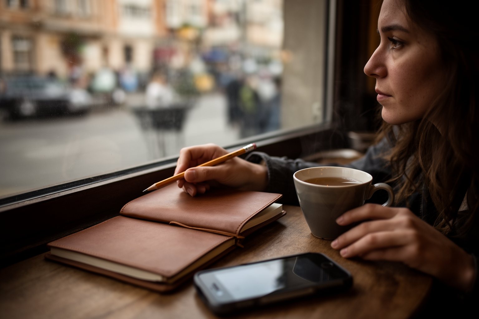 Unveiling the Top 10 Travel Hacks That Will Change The Way You Explore! Traveler planning the days ahead with a notebook at a cafe table