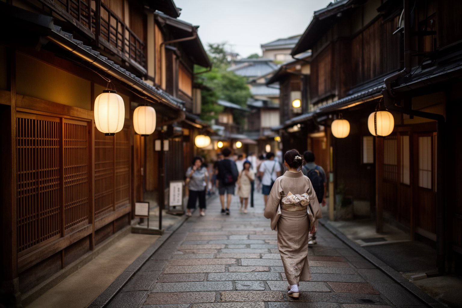 Unveiling the Top 10 Must-Visit Destinations: Your Ultimate Travel List Traditional wooden machiya teahouses along a stone-paved lane in Kyoto's Gion district at dusk