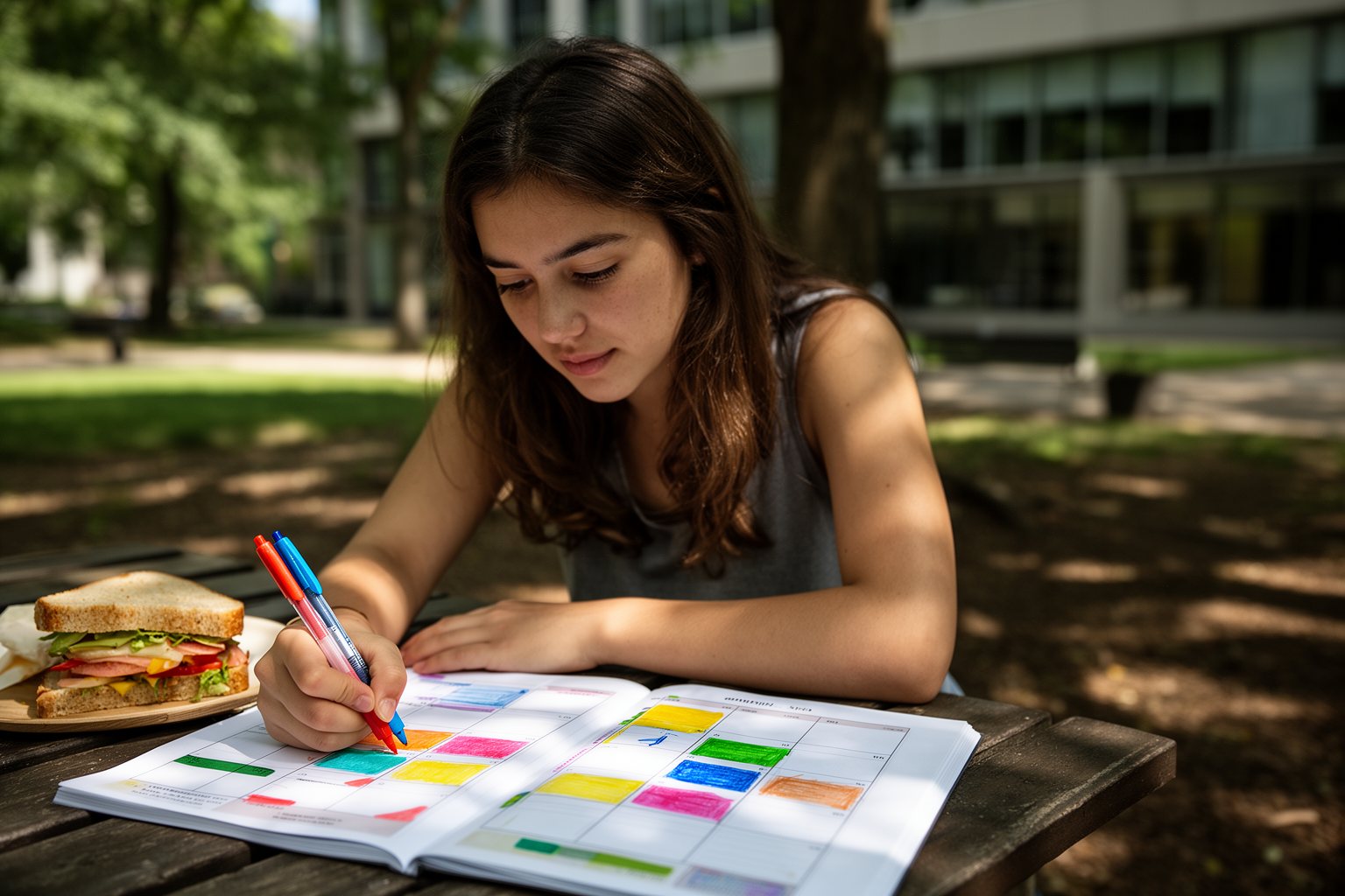 Revealed: The Side Hustle Secrets That Your 9-5 Doesn’t Want You to Know Office worker planning side hustle hours in a paper planner during a lunch break
