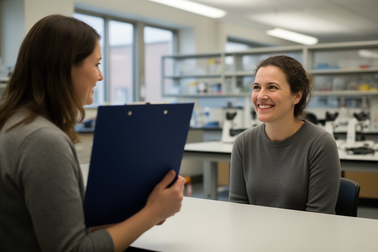 The Upside of Optimism: How to Always Look on the Bright Side Psychology researcher talking with a study participant in a university lab