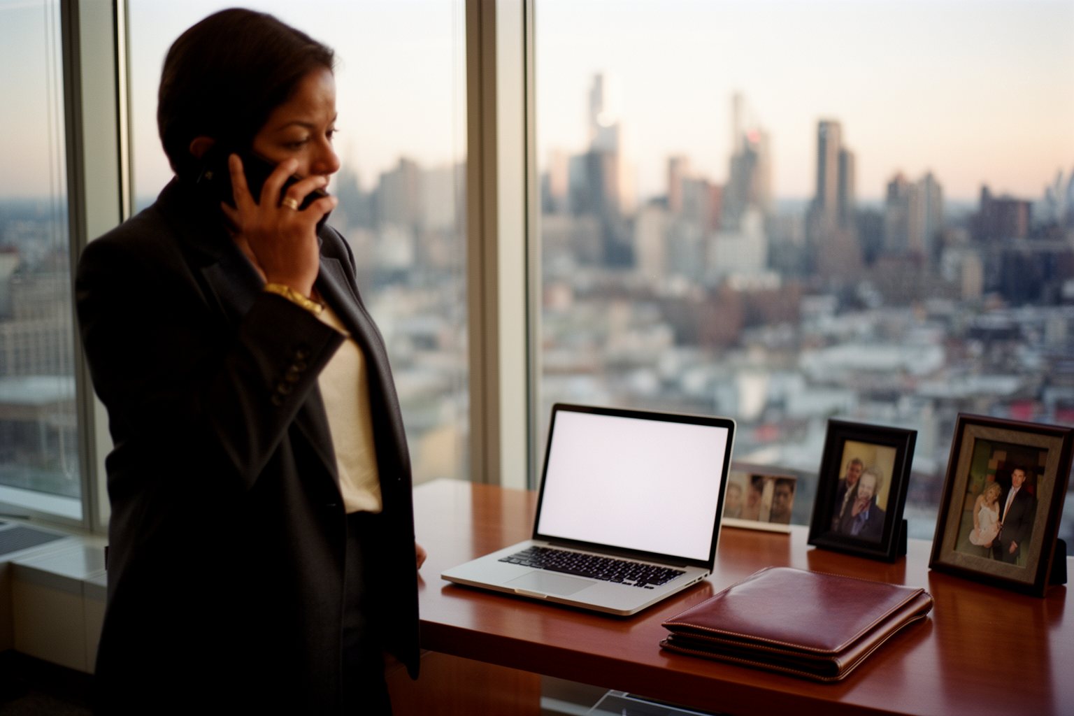 Entertainment Industry Behind the Scenes: Hidden Faces Talent agent on a phone call in an office overlooking the city