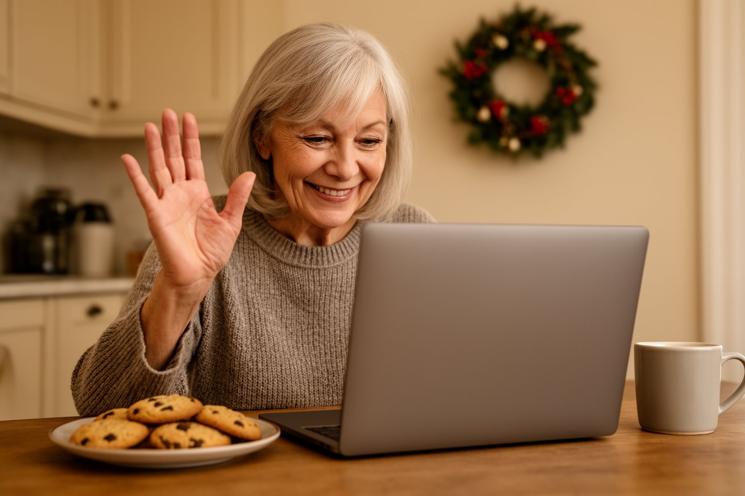 The Ultimate Guide to Spending Holidays Alone Woman smiling and waving during a video call with family over the holidays