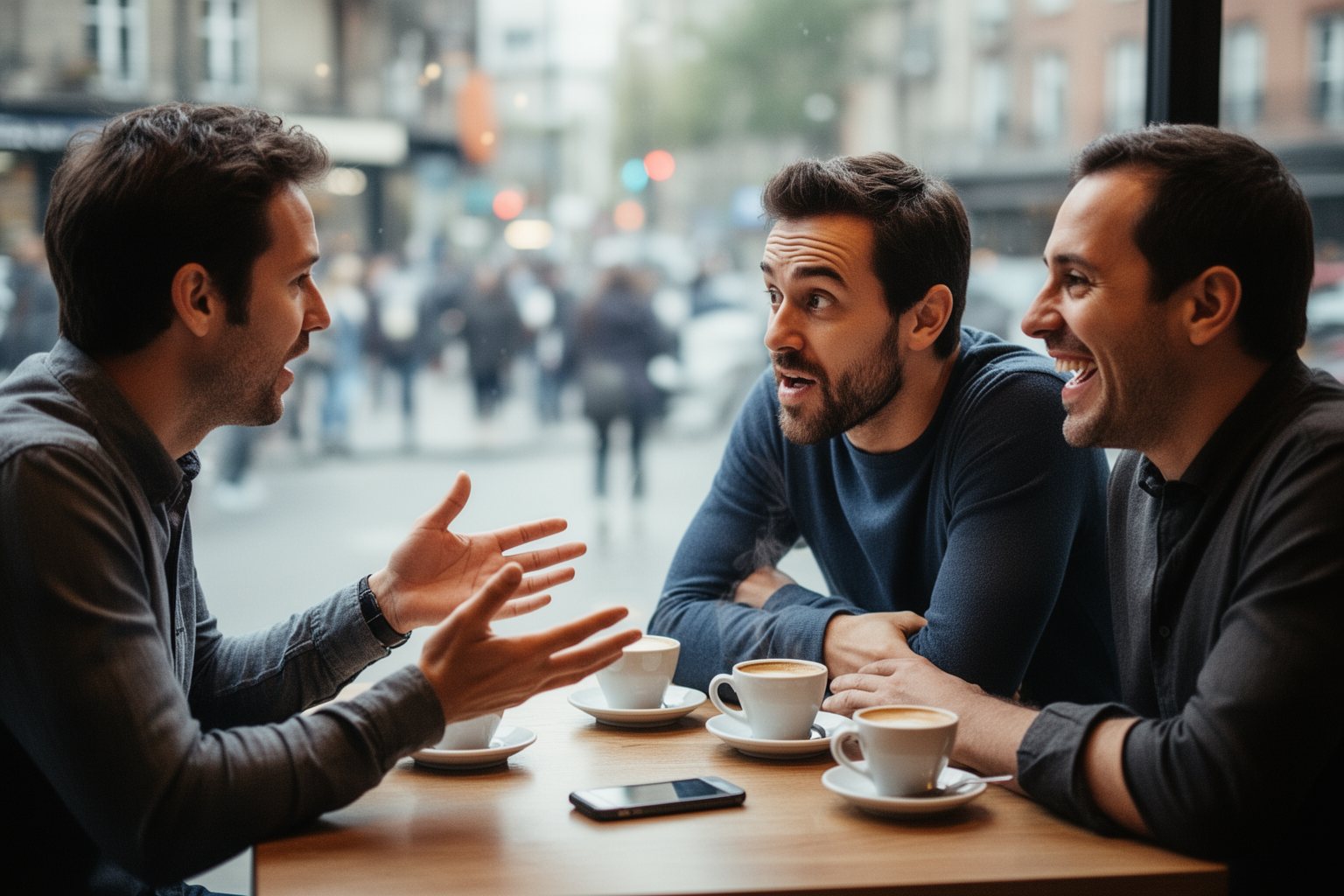 Star-Politicos: Is Mixing Celebrities and Politics a Ticking Time Bomb? Friends debating the pros and cons of celebrity politicians over coffee
