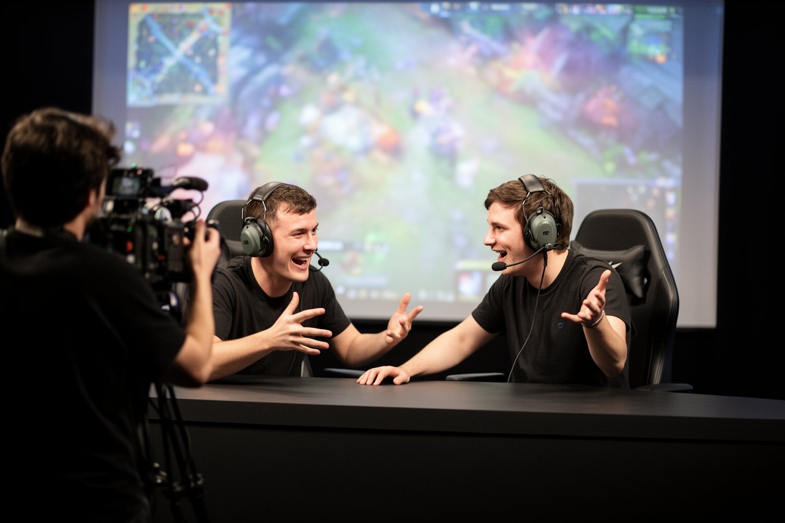 The Esports Industry: How Pro Gaming Became a Goldmine Esports casters commentating a match from a studio broadcast desk