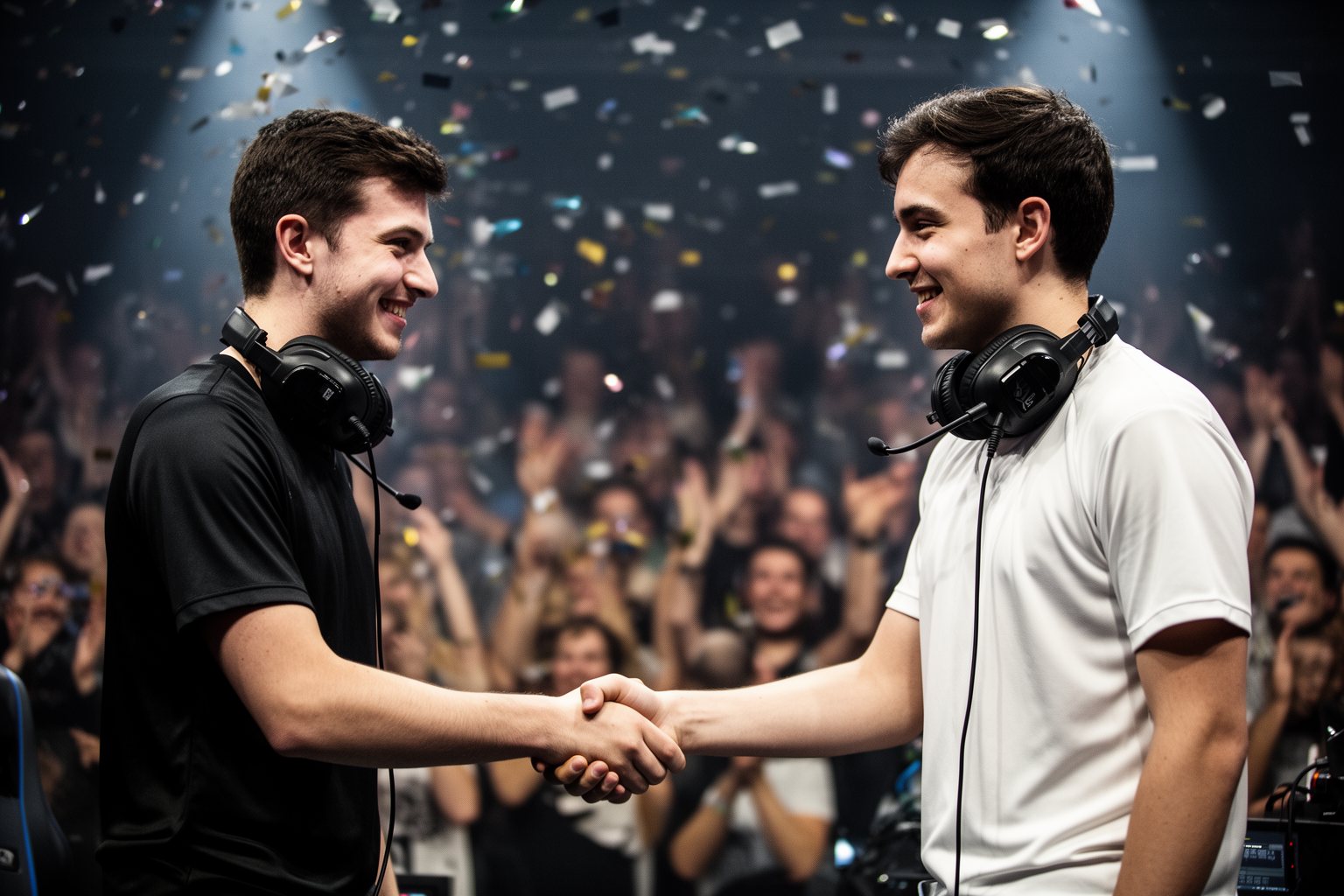 The Esports Industry: How Pro Gaming Became a Goldmine Rival esports players shaking hands on stage after a hard-fought match