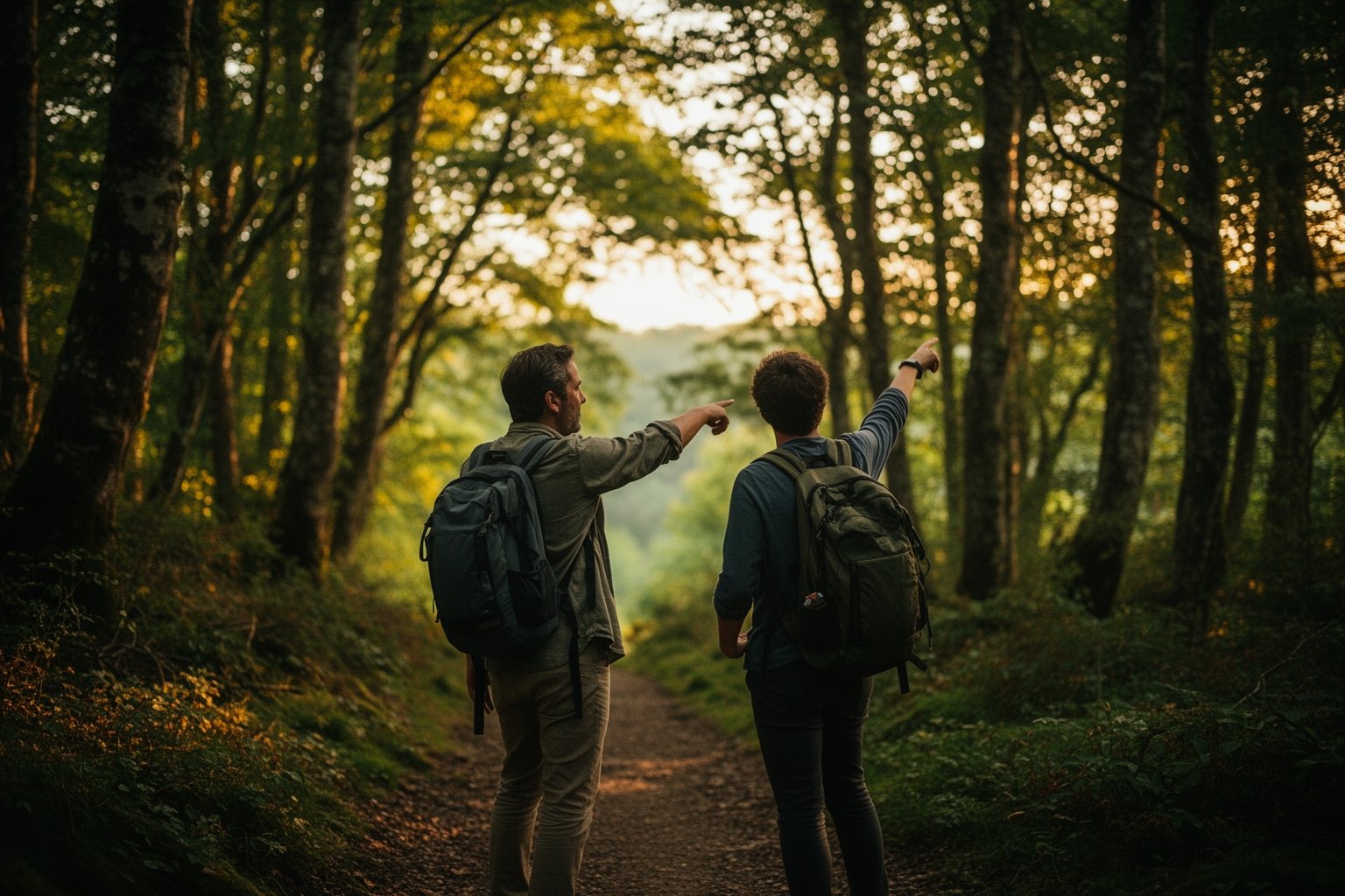 Everyday Microadventures: Escape the Ordinary Near Home Friends on a short after-work hike along a local woodland trail