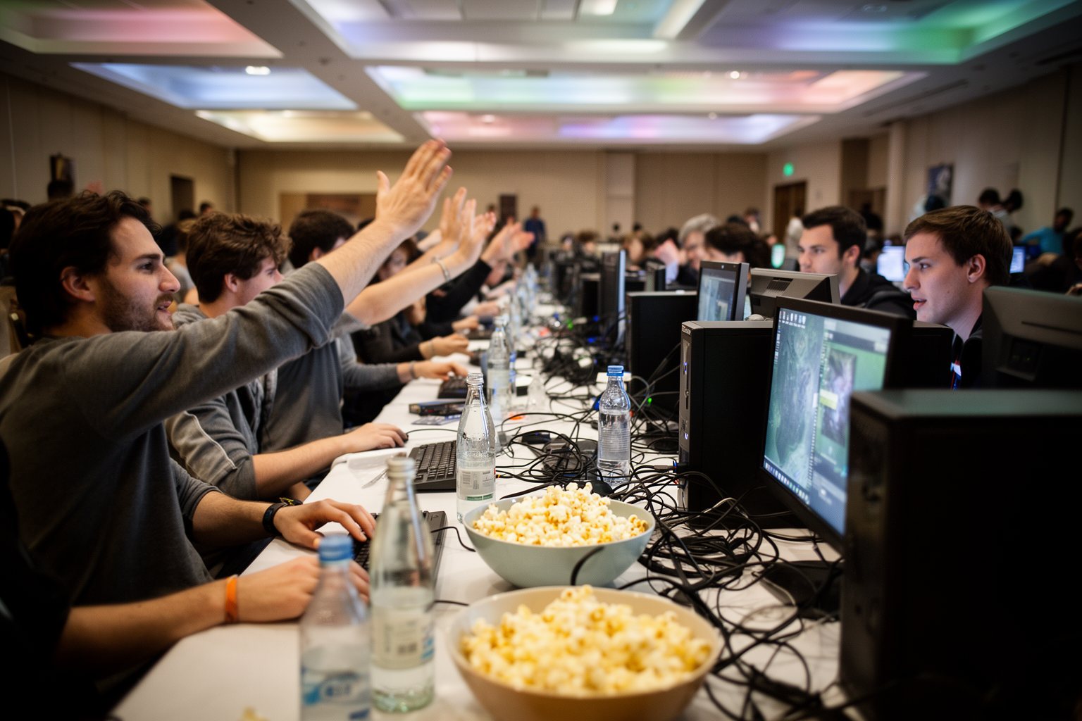 The Esports Industry: How Pro Gaming Became a Goldmine Gamers of different ages playing together at a busy community LAN event