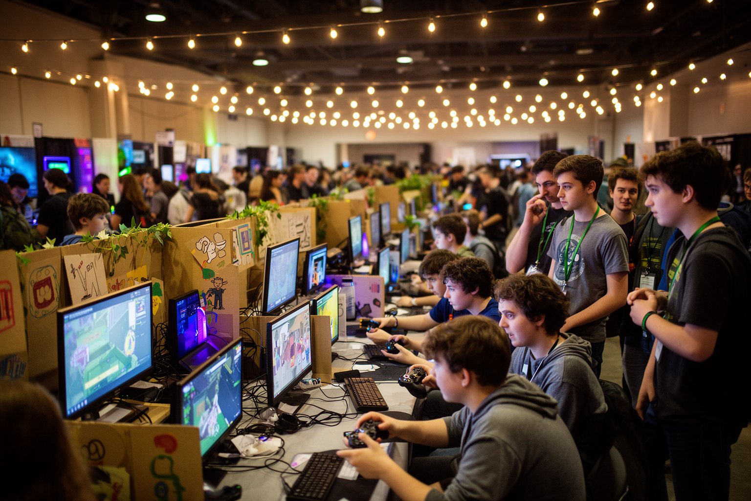 Unleashing the Indie Giants: Your Ultimate Guide to the Year's Best Indie Games Players trying the best indie games at small booths in a busy indie game festival hall