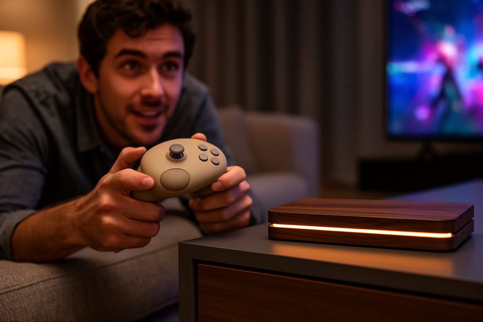 Unveiling the Unseen: The Ultimate Guide to The Latest PlayStation 5 Games Player on a sofa with a controller beside a next-gen game console in the evening