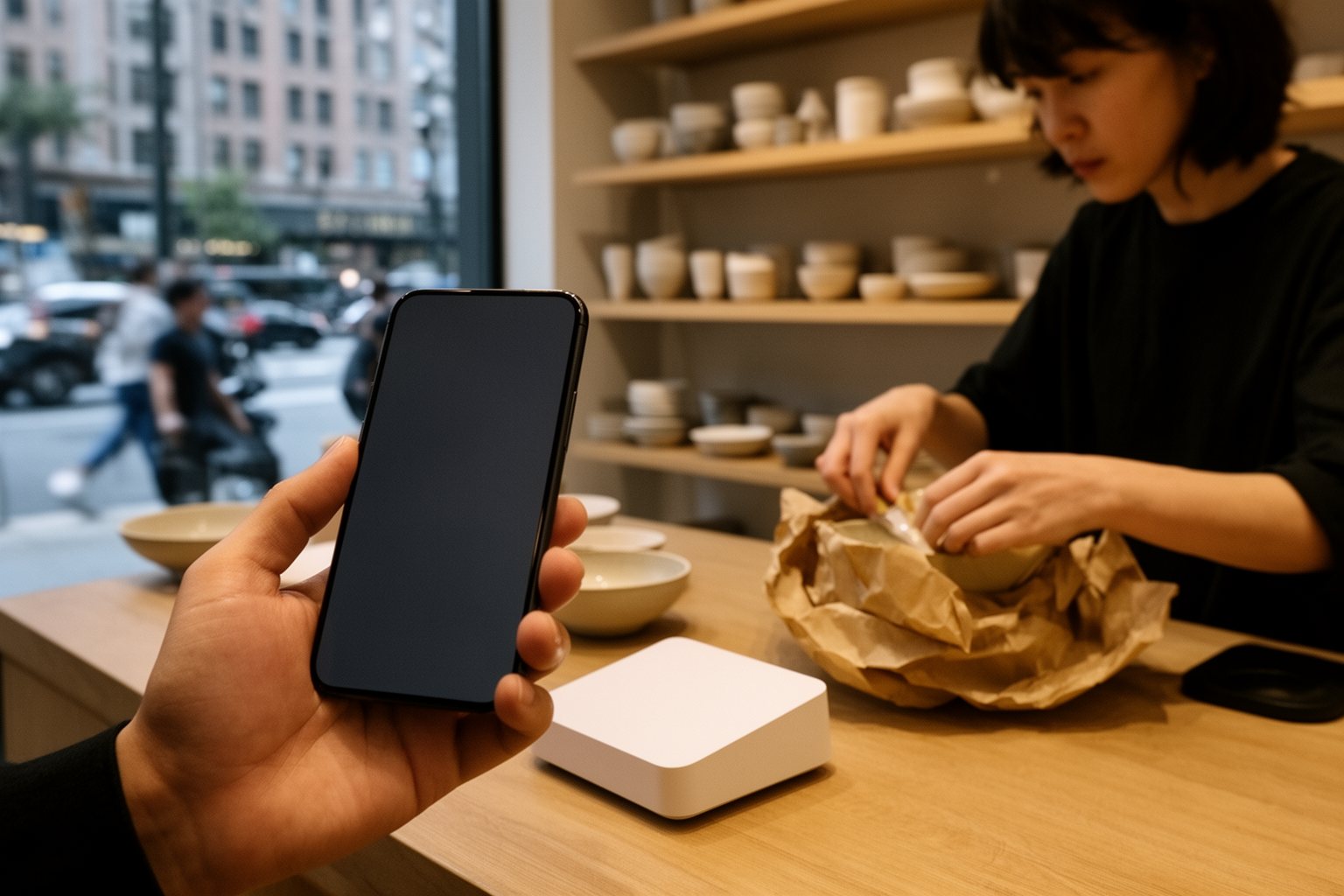 The Impact of Cryptocurrency on the Global Economy Shopper paying by phone at a modern boutique counter as more businesses accept digital currency