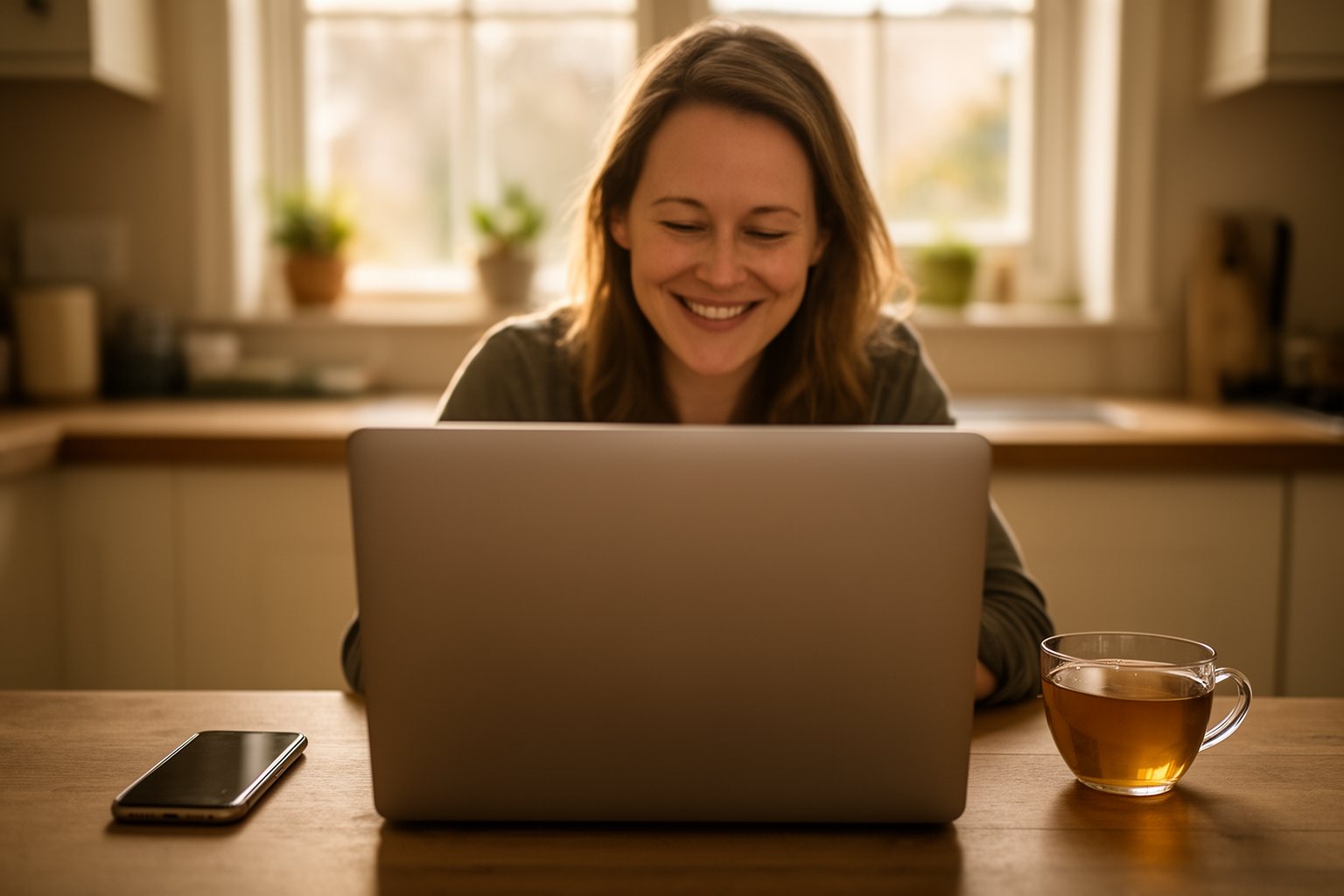Woman moving her email to a new secure service on her laptop, ProtonMail vs Gmail switch