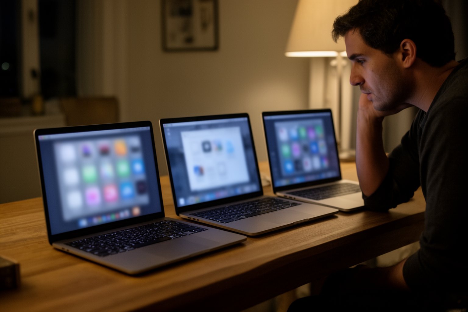 ExpressVPN vs NordVPN vs ProtonVPN: The Ultimate Showdown Person comparing three laptops side by side to pick the best VPN